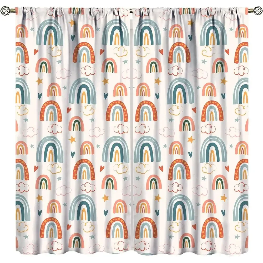 Children's Rainbow Themed Blackout Curtains, 42x84in, 2-Panel Set for Bedroom or Nursery