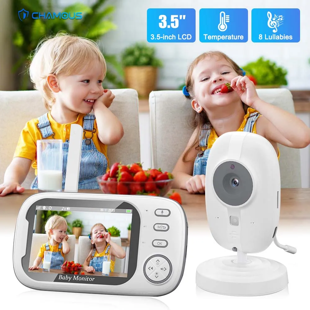 New 3.5'' Video Baby Monitor Camera Feed Reminder Mother Kid Security Camera 2 Way Audio Talk Cctv Nanny Cam With Temperature