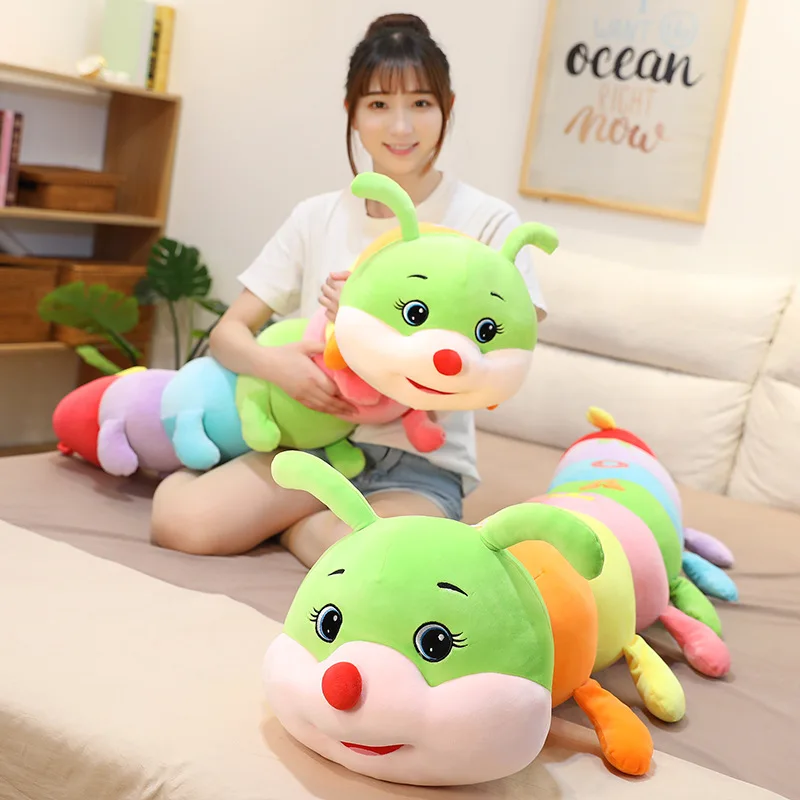 

Camouflage Caterpillar Plush Toy Long Pillow on Bed for Children's Sleeping Cute Super Soft cloth Doll Girls Gift