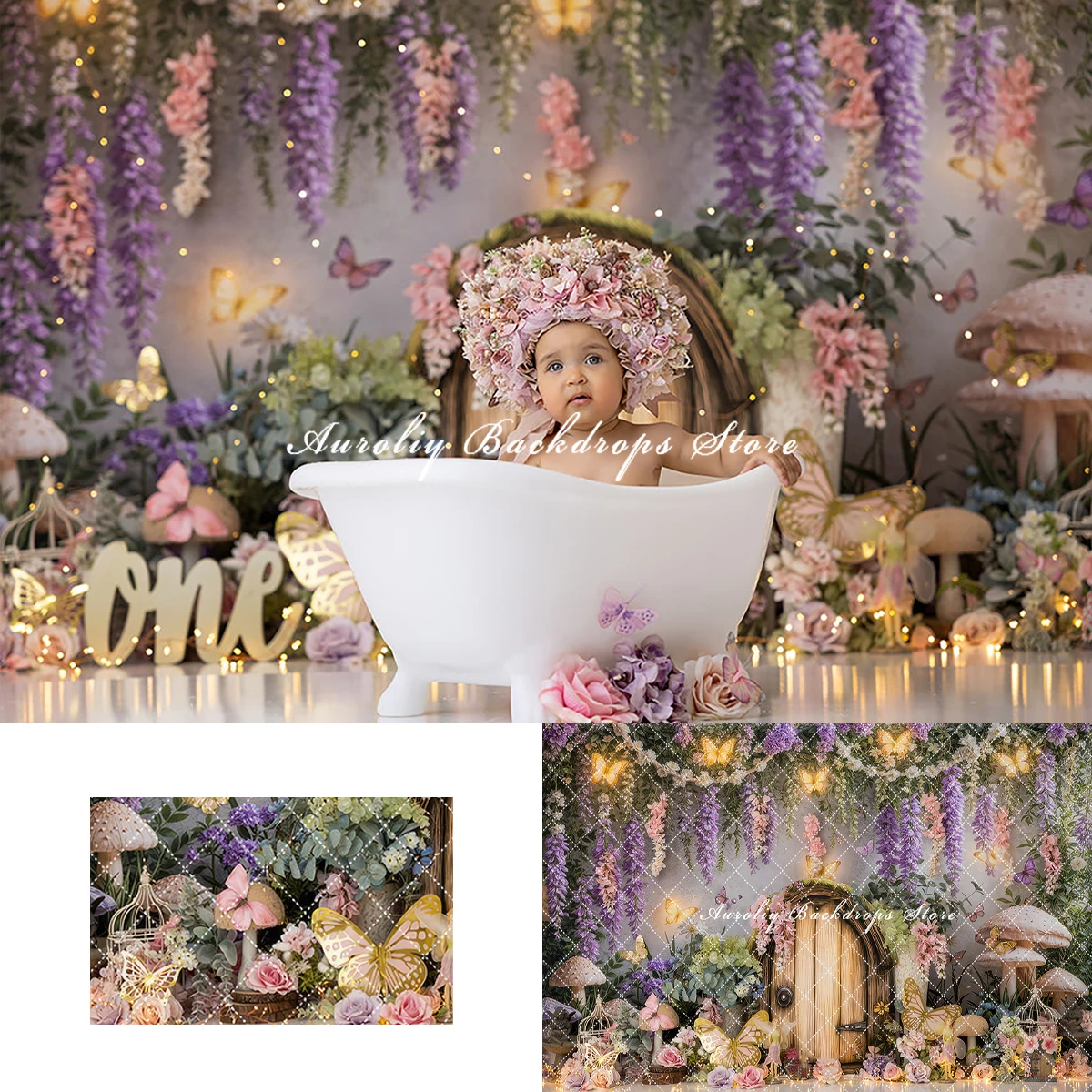 ピクシーレルム背景ケーキスマッシュ子供赤ちゃん写真スタジオ小道具大人子供の装飾ジャングルバタフライハウス写真撮影の背景