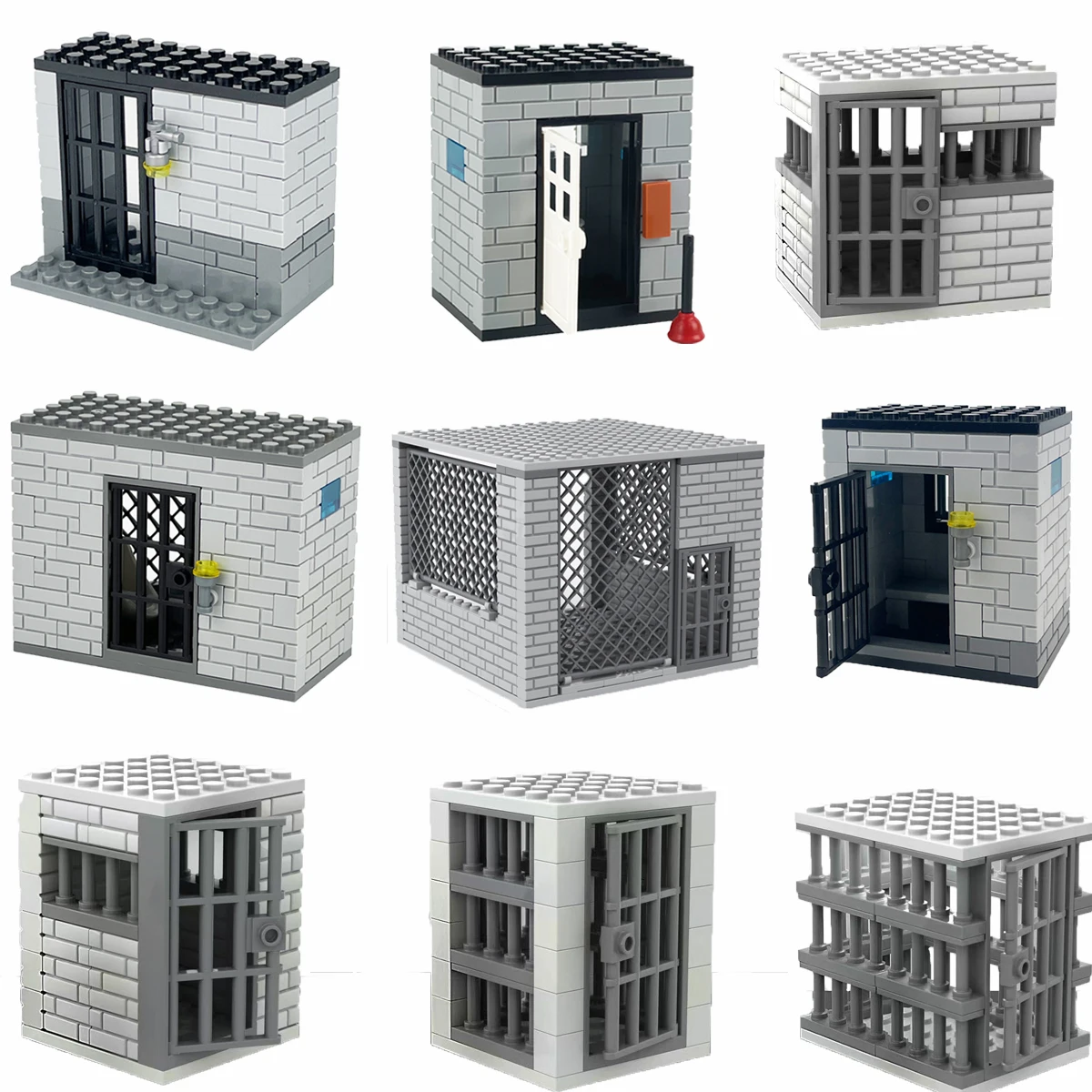 Modelo Clásico de Edificio de Celda - Set de Ladrillos Policía vs Ladrón para Colección y Exhibición