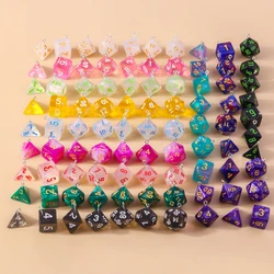 Leslie 7pcs Mixed Colorful Acrylic Dice Charms Game Props Multi-faceted Digital Dice Pendants Portable Toys DND RPG TRPG Games