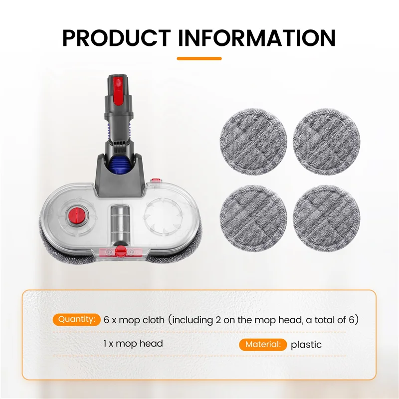 Acessório de esfregão elétrico para aspirador de pó Dyson V7 V8 V10 V11 V15, incluindo tanque de água removível