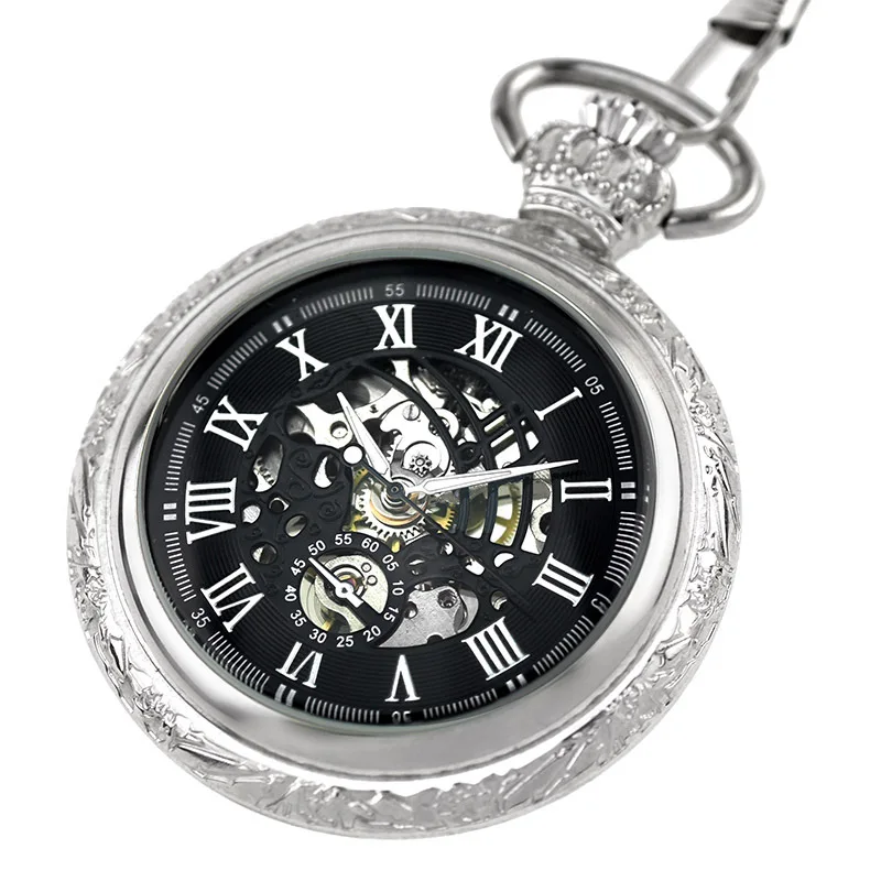 Taobao Hot Selling in Stock plus-Sized Carved Mechanical Pocket Watch Hollow Movement Retro Male and Female Students Old Watch