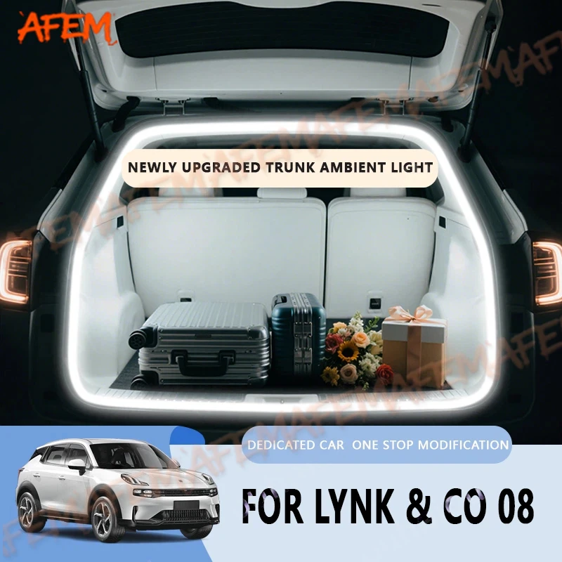 For Lynk & Co 08 Trunk light modification light Atmosphere lights White warm white Rear Trunk LED Light Bar