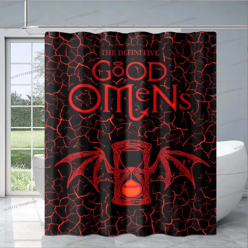 Good Omens Movie Shower Curtain Angels and Demons Collage Pattern Shower Curtain Adult Kid Bathroom Decoration Shower Curtain