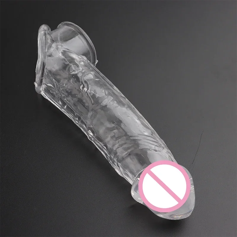 Reusable Penis Sleeve Extender Cock Rings Delay Ejaculation Penis Condoms Dick Silicone Glans Cover Enlargement Sex Toys for Men