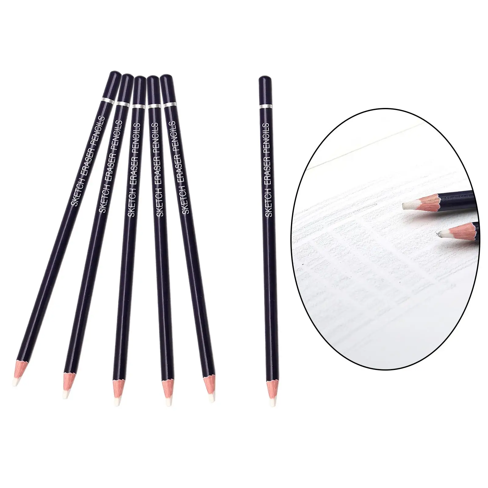 

6x Artist Rubber Erasers Pencil Highlight Erasing Pencils for Art Revise Details Drawing Stationery