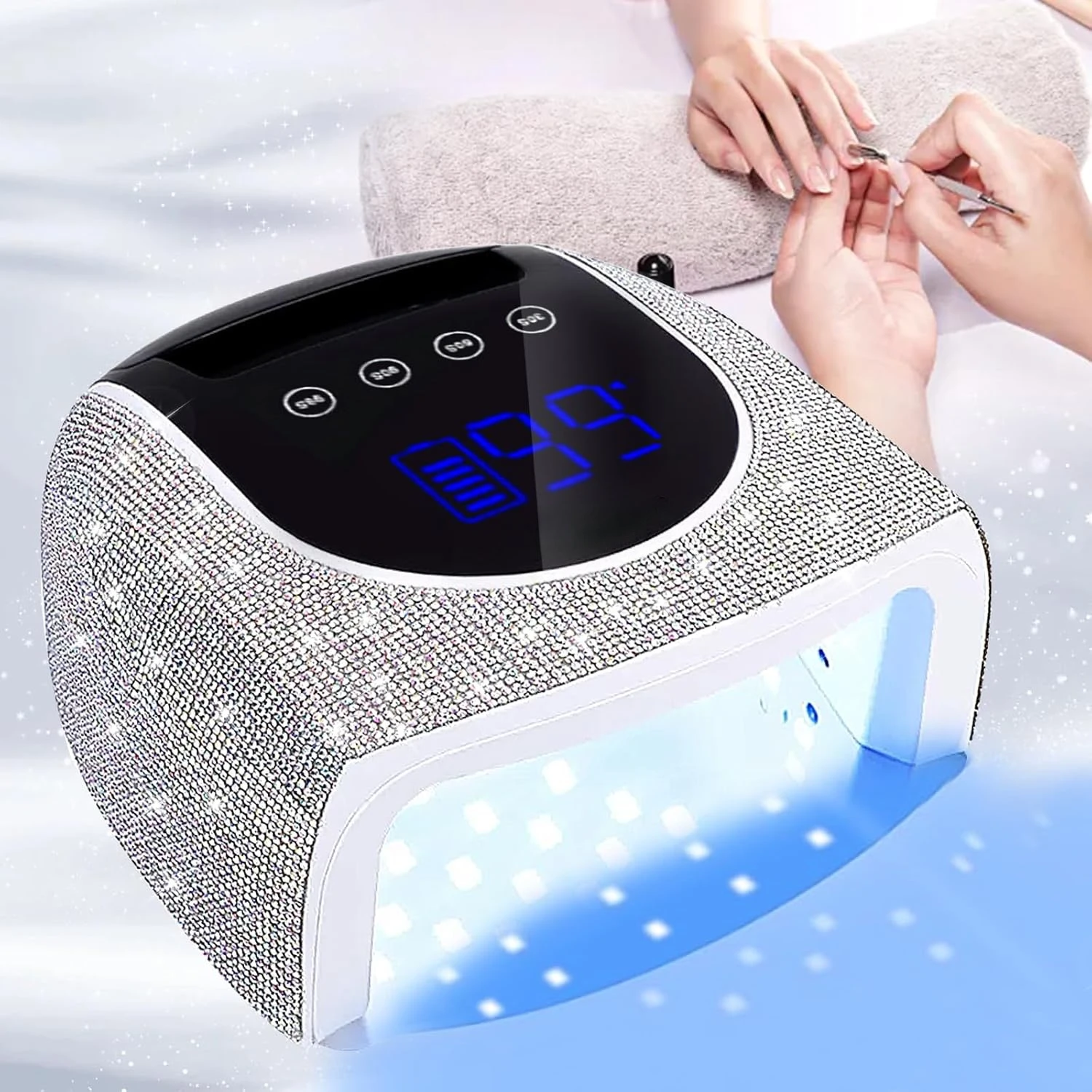 

96W Rechargeable Cordless Nail Lamp,Big Display, Auto Sensor, Diamond Professional Gel Polish Curing Lamp with 4 Timer Setting