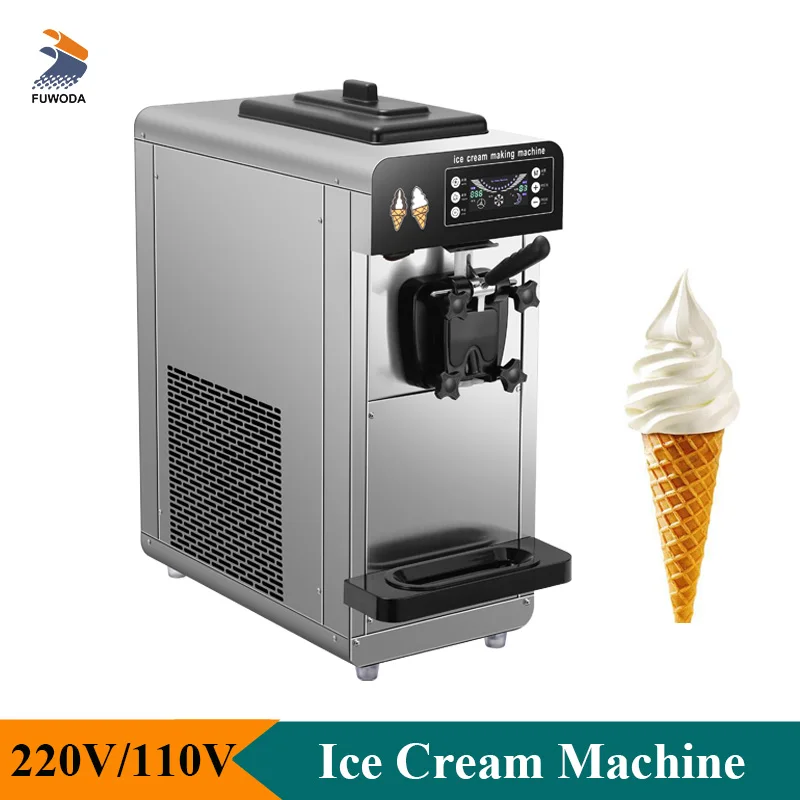 Commercial Ice Cream Machine Single Flavor Tabletop Soft Ice Cream Maker 70pcs/h High Efficiency Stainless Steel Body