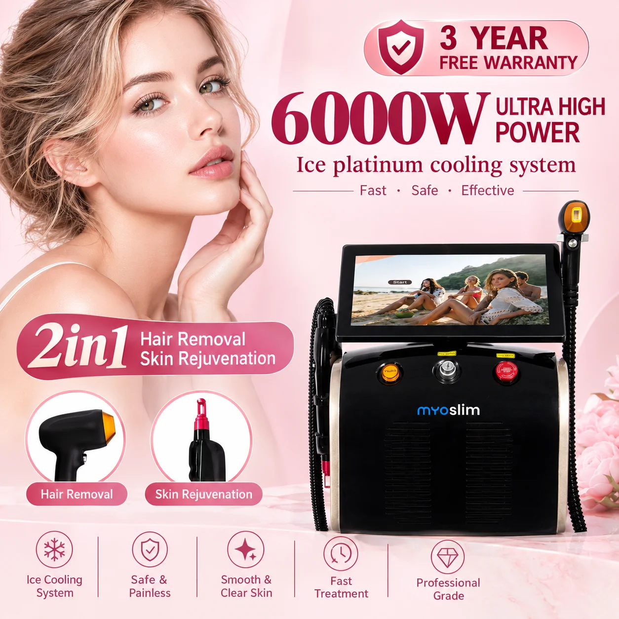 Professional Diode Laser Permanent Hair Burning Removal 808nm Epilator 4 Wave Picosecond Pico Switch Tattoo Removal Machine