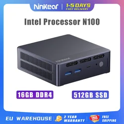 Ninkear MINI PC N9 Intel Processor N100 up to 3.4Ghz 16GB DDR4 512GB SSD for Windows 10/11 WIFI 6 Support 8K 2 Display Computer