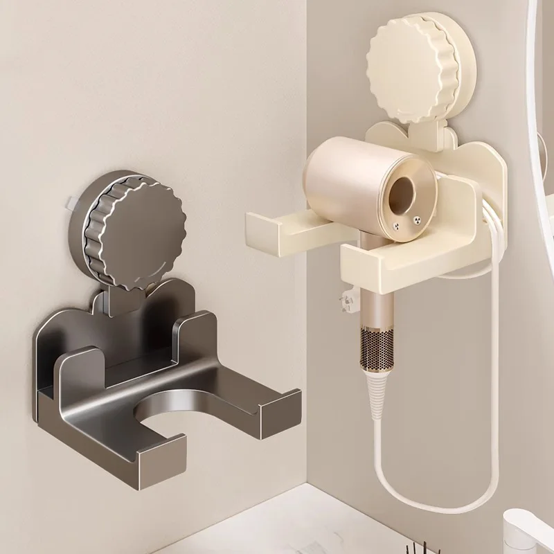 Modern Minimalist Powerful Suction Cup Hair Dryer Shelf Wall Mounted No Punching Storage Organizer for Bathroom