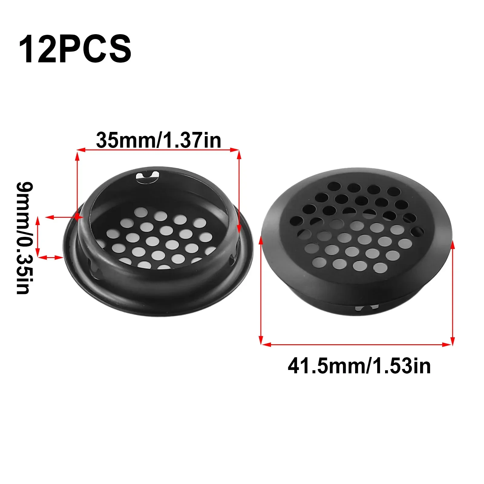 Grelhas de Ventilação Redondas para Home Decor, Ar Vent Louver Hole, Paineis de Malha para Armários, Armários Decorativos, 35mm, 12Pcs