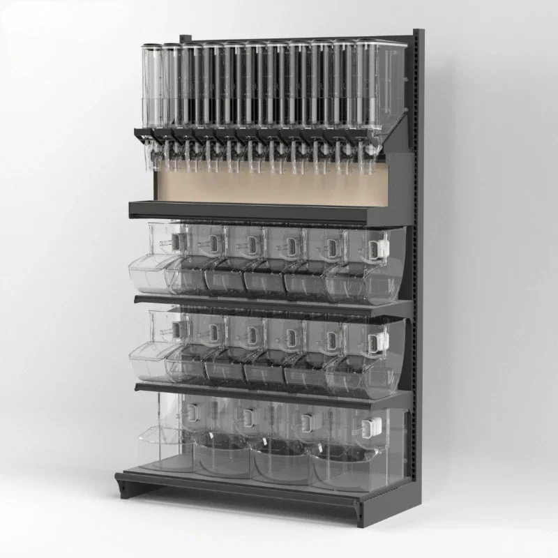 

High quality Supermarket bulk display solution pick and mix Gondola Shelving racks