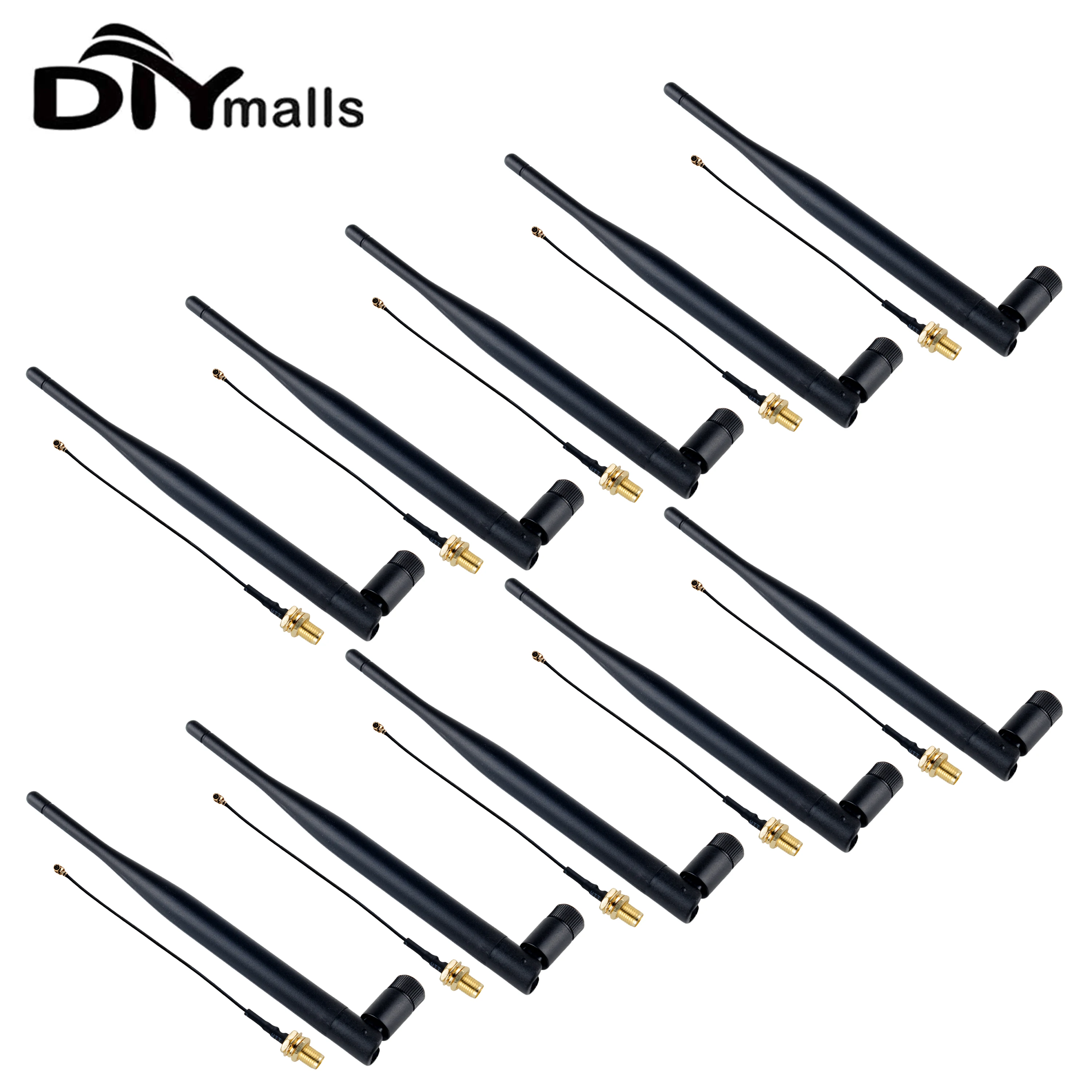 10PCS 915MHz 868MHz Antenna 5DBi SMA Male Omni-directional IOT outdoor signal repeater Lora Antenna SMA Female to IPEX Cable