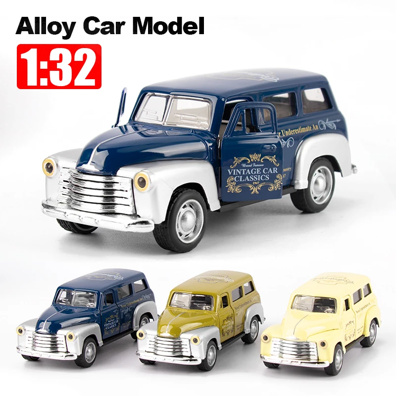 1:32 Legering Simulatie Schoolbus Klassieke Vintage Auto Simulatiemodel Schoolbus Geluid en Licht Kinderspeelgoed