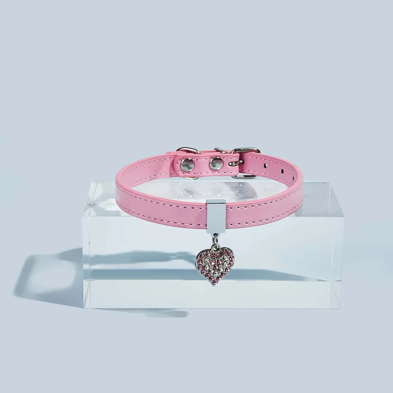 1pc cute Rhinestone Heart Leather Pet Collar for Dogs and Cats Stylish and Durable