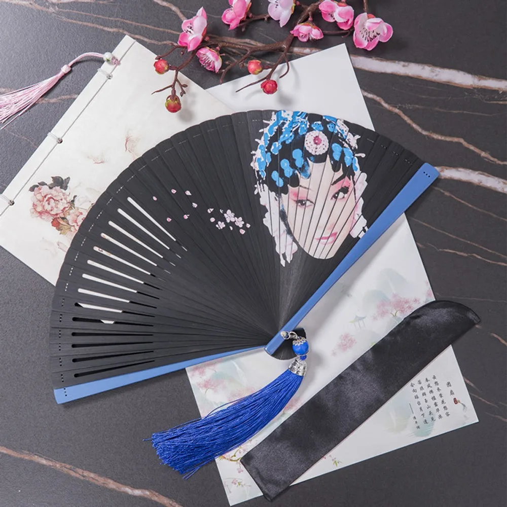 

Chinese Style Japanese Classical Folding Fan Black Ancient Style Bamboo Fan Handmade Portable Hand Fans Hanfu Accessories