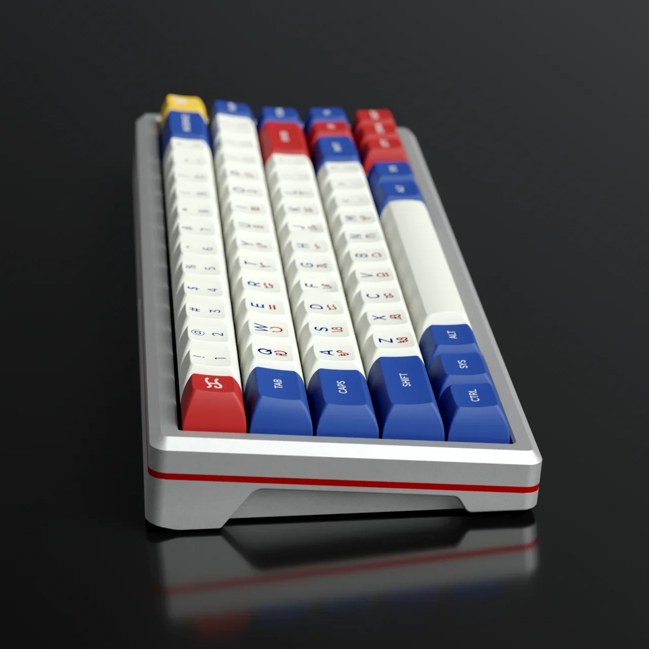KAT highly written blue and white custom, sublimation keycaps 68 87 104