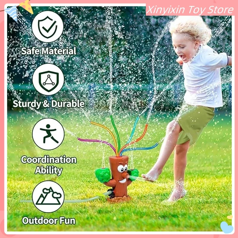 Pulverizador de agua Ceppo de árbol Manguera exterior 360 °   Juguetes de agua oscilantes para niños y niñas, césped de jardín con rociador de agua, verano