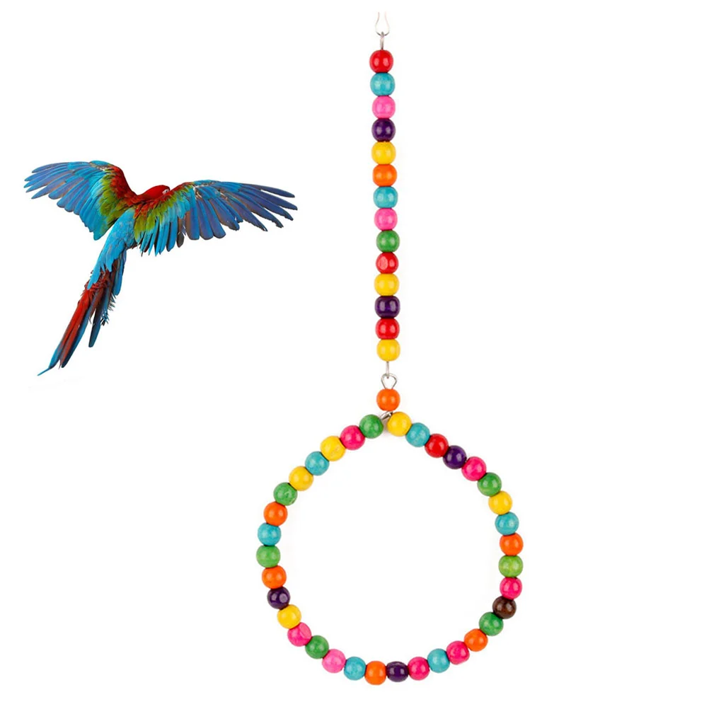 

Bird Entertainment Toy Bite Pearl Cockatiel Hanging Birds Toys Parrot Circle Colorful