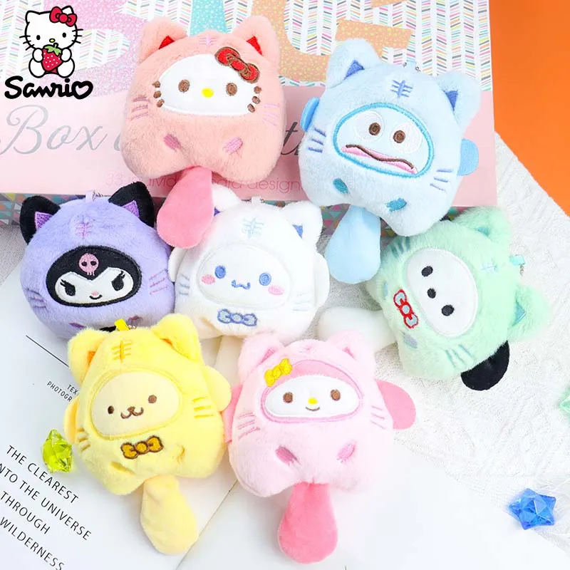 Atacado sanrio chaveiro acessórios de pelúcia kuromi chaveiro boneca cinnamoroll mochila pingente minha melodia peixe olá kitty plushie