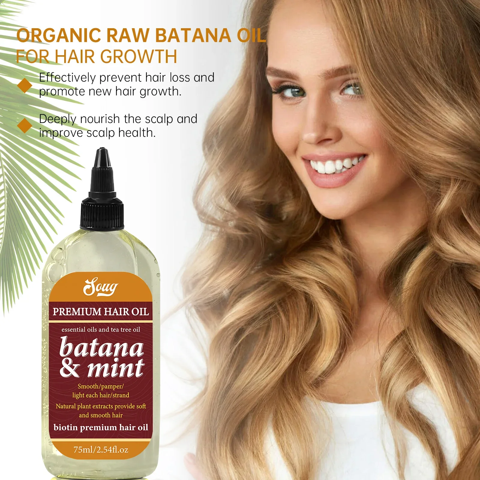 زيت باتانا لنمو الشعر يغذي بصيلات الشعر الجذور ويقوي مكافحة فقدان إصلاح الشعر الجاف إعادة نمو فروة الرأس زيت العناية 75 مللي #5