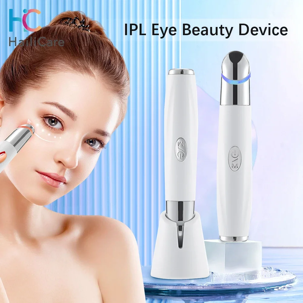 Novo massageador de olhos com vibração ipl, anti-círculo escuro, luz azul, antirrugas, caneta de massagem para os olhos, compressa quente, dispositivo de cuidados de beleza