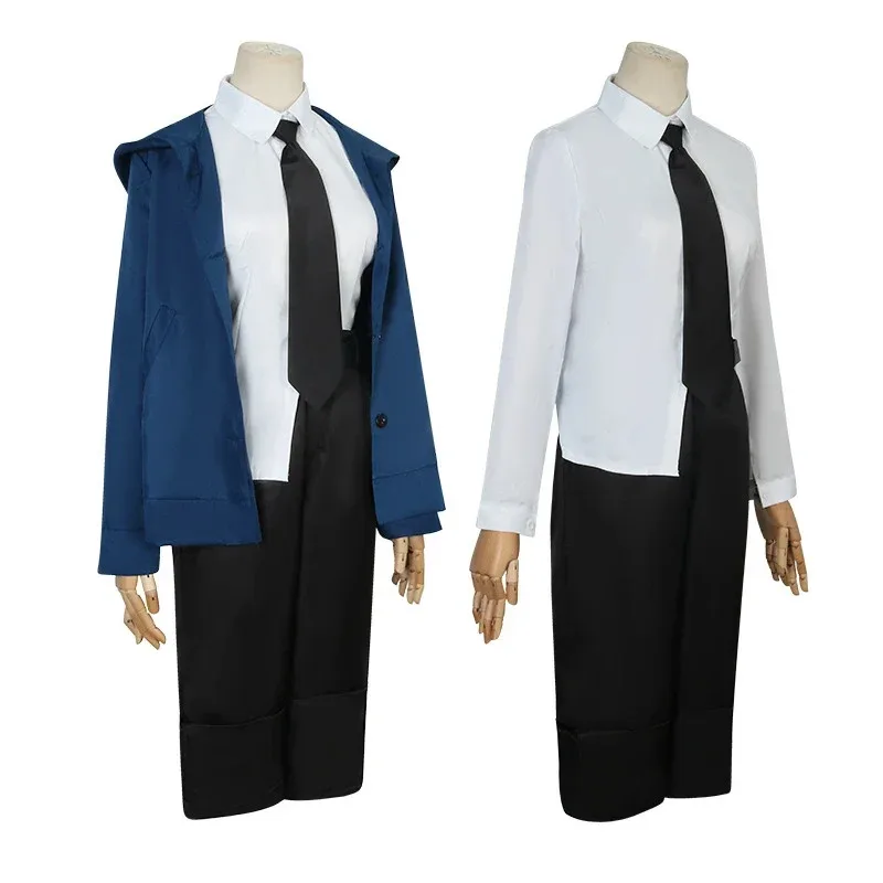 อะนิเมะ Power คอสเพลย์ Chainsaw Man เครื่องแต่งกายผู้หญิงสีฟ้าชุดลําลองเสื้อกางเกงชุดสีแดง Hairpin เลือดปีศาจปาร์ตี้ฮาโลวีนชุด