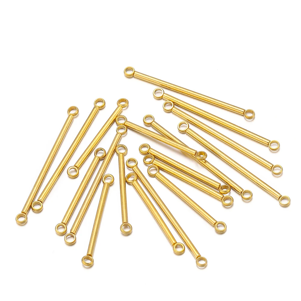 10pcs Stainless Steel Double Cylinder Rod Earrings Connectors for DIY Jewelry Simple Handmade Earrings Accessories Making Crafts