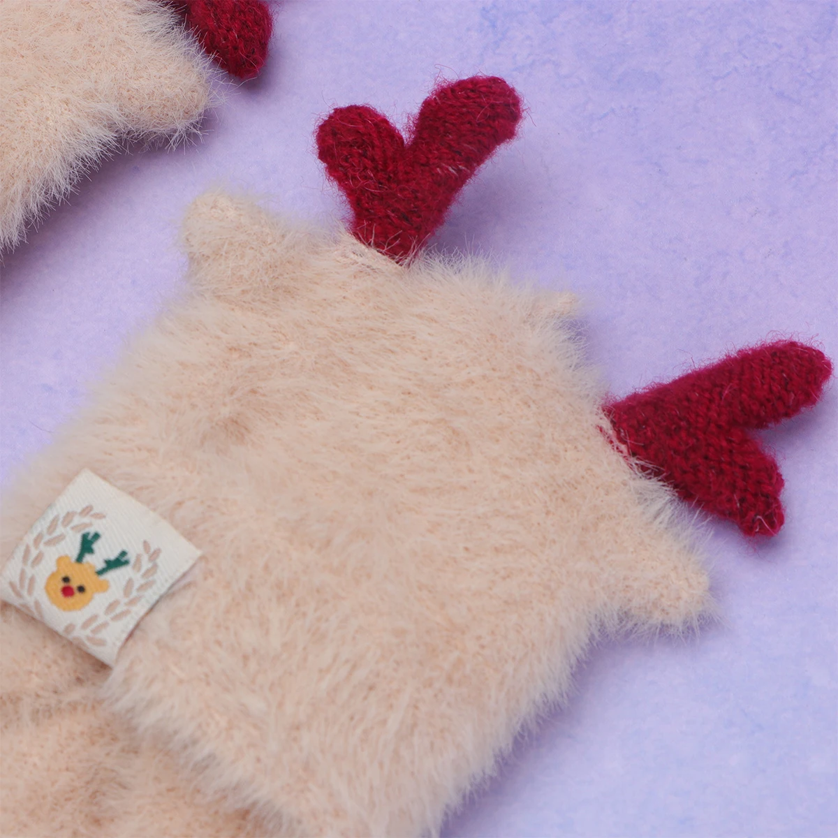 

1Pair Kids Warm Gloves Winter Half-Finger Cover Outdoor Hand Protector Khaki Antler Soft Comfortable Breathable