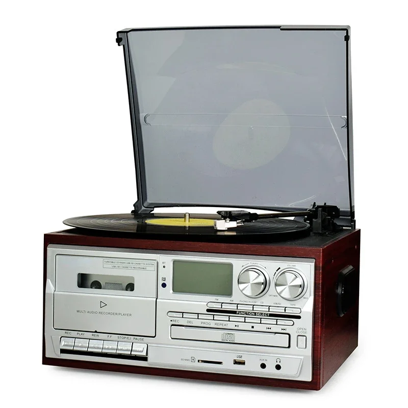 Vinyl Record Player Retro Phonograph Integrated Motor Modern Living Room European Radio Tape CD Bluetooth Audio