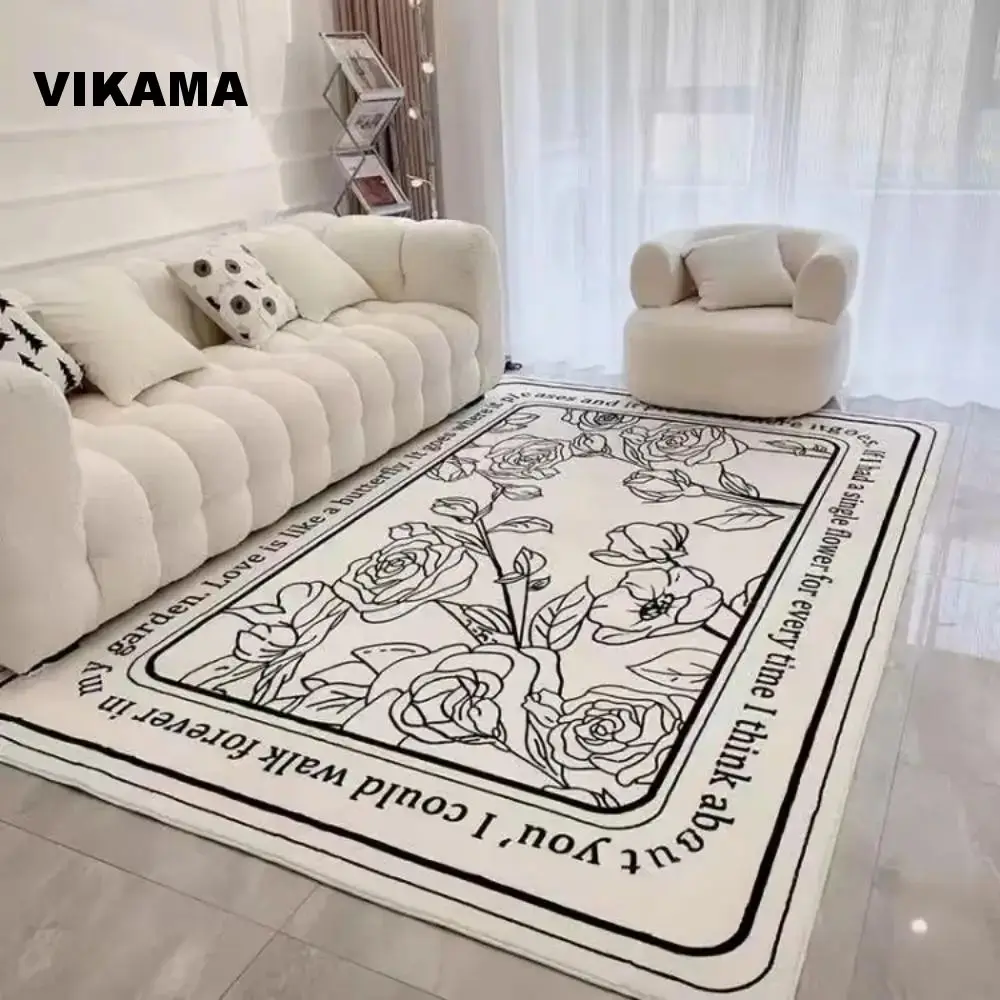 VIKAMA Imitated Cashmere Modern Simple Style Carpet Living Room Sofa Bedroom Floor Mat Non-slip Dirty Resistant Easy Care Rug