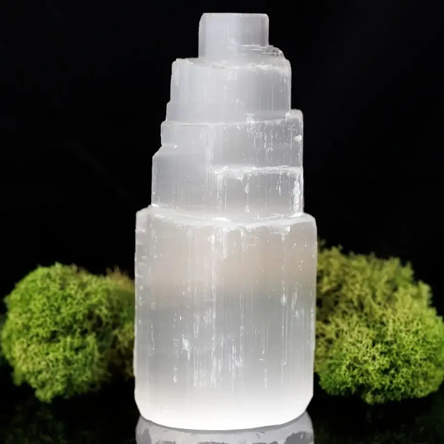 

Natural Selenite Crystal Selenium Skyscraper Tower Home Decoration Meditation Stone Gypsum Tower for Reiki Healing