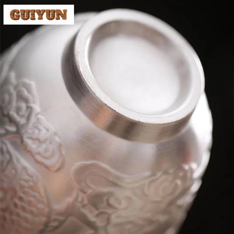 اليدوية الإغاثة مذهب الفضة السيراميك فنجان الشاي وعاء شاي فنجان شاي مجموعة الشاي تذوق العطر كوب Jianzhan ماستر الكؤوس الصينية Teaset #4