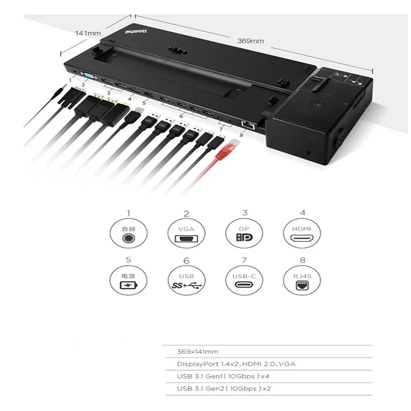 Imagem -04 - Original para o Portátil Lenovo Thinkpad x1 X280 X390 T480 T480s T490 T580 P52s Ultra Docking Station Docking Station 40aj0135cn Novo