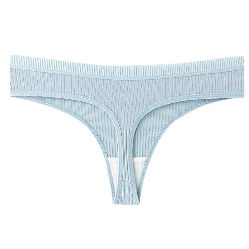 Women\'s Panties Seamless Ribbed Thongs Low Waist Underpants Female G String High Elastic Lingerie Solid Color Intimates Thong