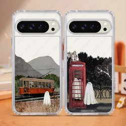 2 in 1 PC+TPU Protective Case For Google Pixel 9 8A 7 6 Pro Shockproof Cover Cute Ghost Art