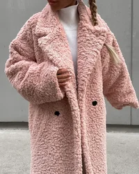 2023 autunno e inverno nuove donne europee e americane abbigliamento temperamento pendolare cappotto a maniche lunghe risvolto peluche cappotto donna