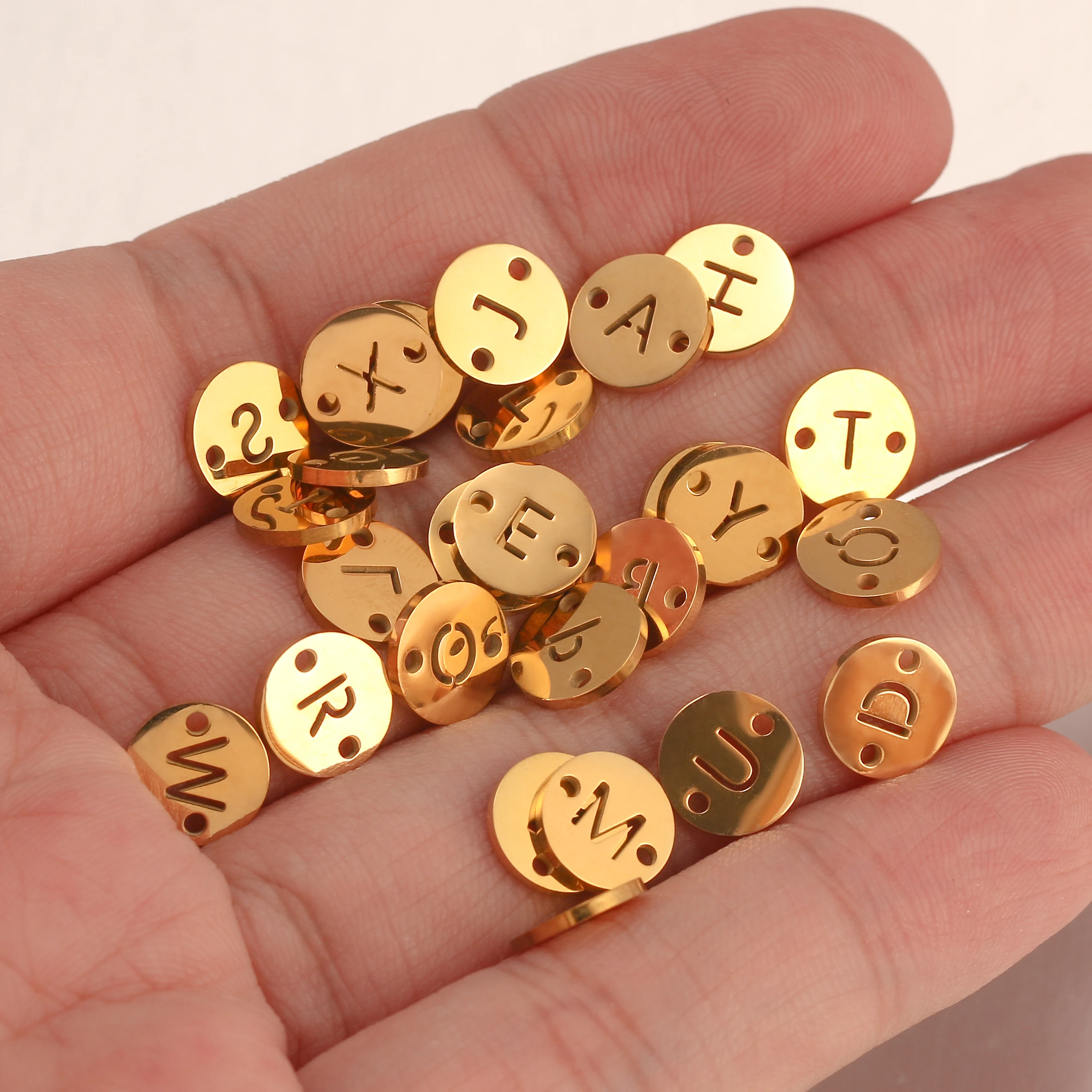 5 Stücke Doppelloch Alphabet Charms Edelstahl A-Z Buchstaben Anhänger Englisch Link Anschlüsse DIY Halskette Armband Schmuck Machen – Detail 9