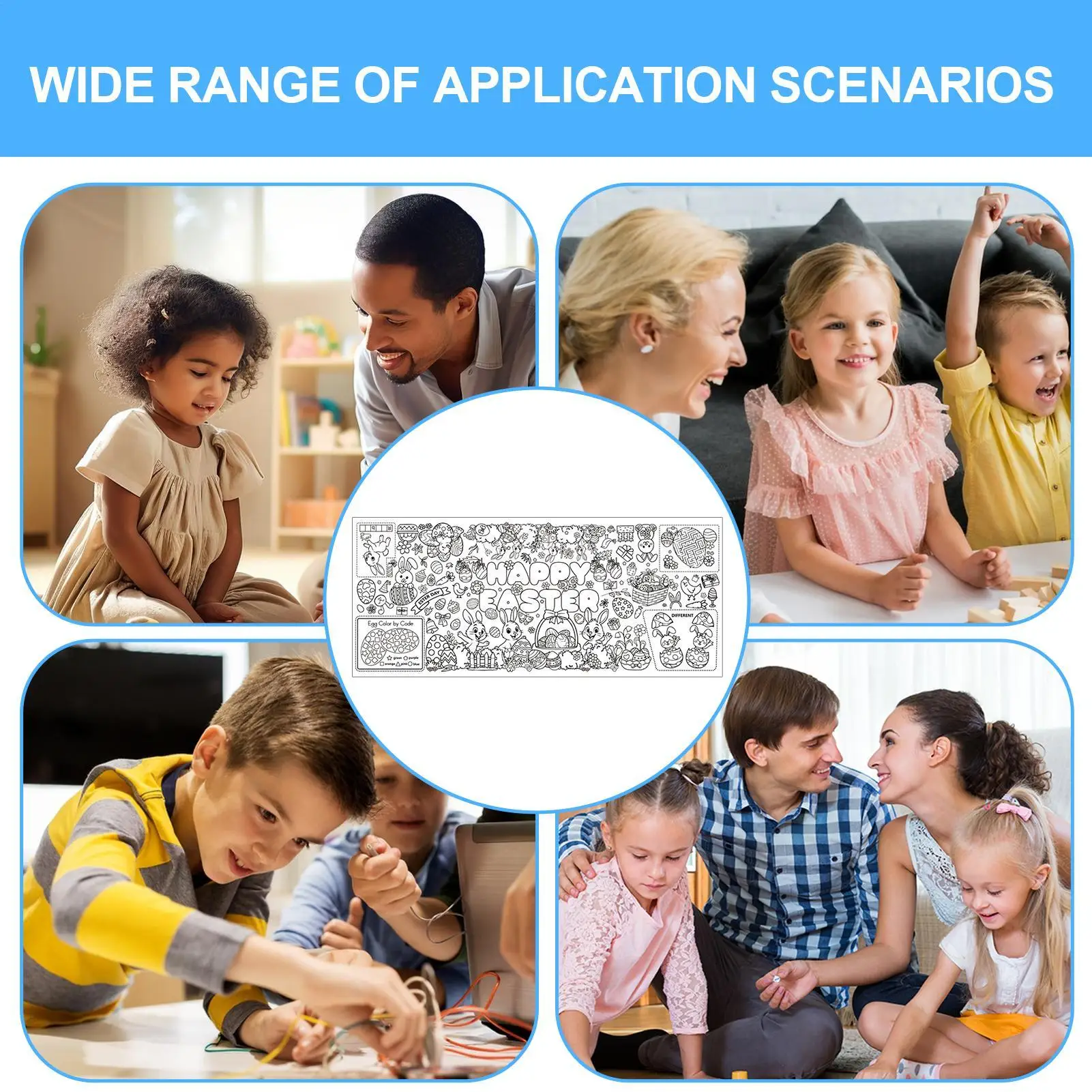 Oster-Malvorlagen, 76,2 x 182,9 cm, wasserfest, großes Dekor, große Malblätter für Ostern, Herbst, Urlaub, Familientreffen