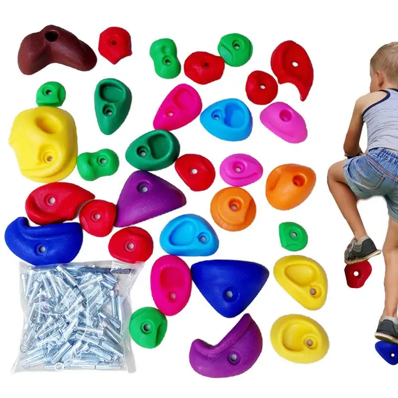 Climbing Holds For Kids 32pcs Rock Climbing Grips For Kindergarten Colorful Playground Accessories Complete Climbing Wall Set