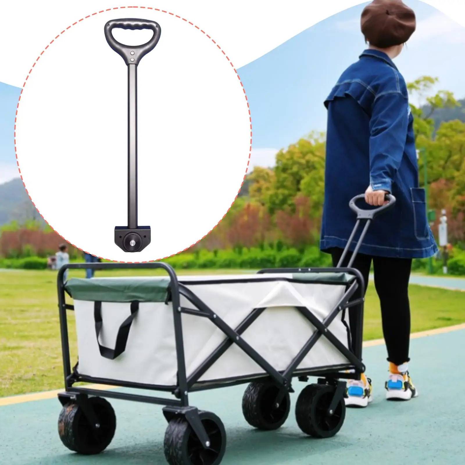 Multipurpose Foldable Cart Pull Handle Replacement Heavy Duty Aluminum Alloy for Trolley Organizer Utility Wagon Picnic