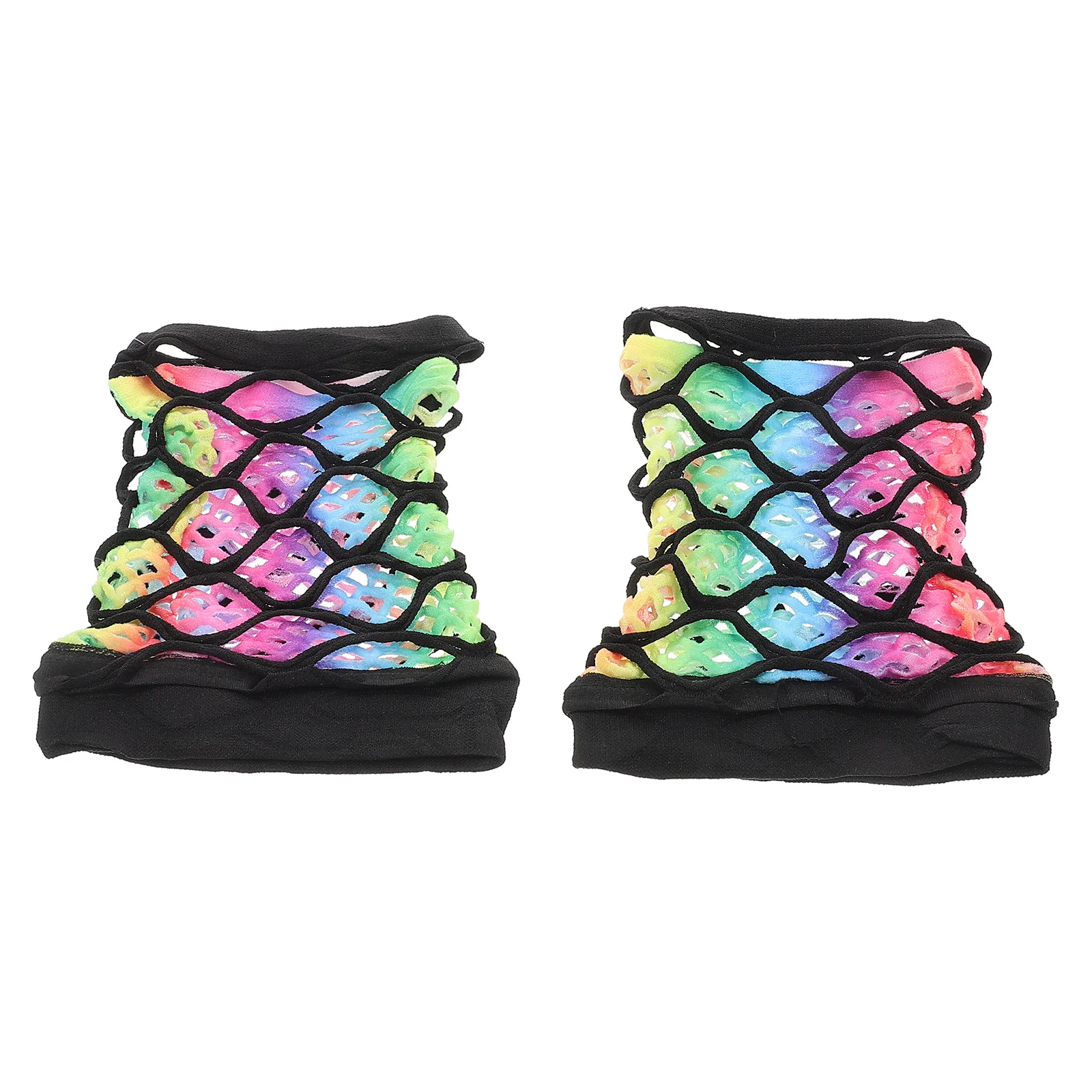 1 زوج الملونة شبكة صيد السمك طبقة مزدوجة أصابع قفازات النساء النيون حفل زفاف الشرير القوطي تأثيري حلي الذراع كم شبكة #1