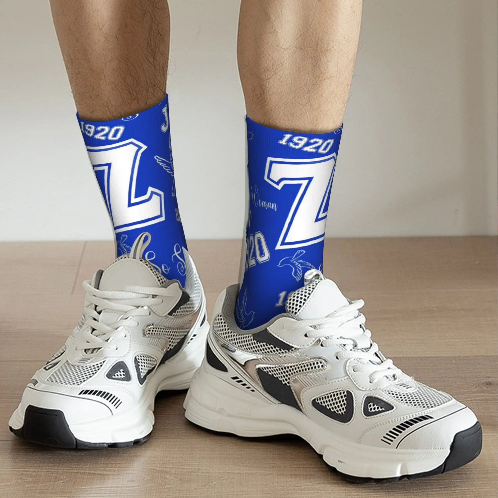 Custom Zeta Phi Beta Greek Letter Mens Crew Socks Unisex Funny 3D Print  Dress Socks