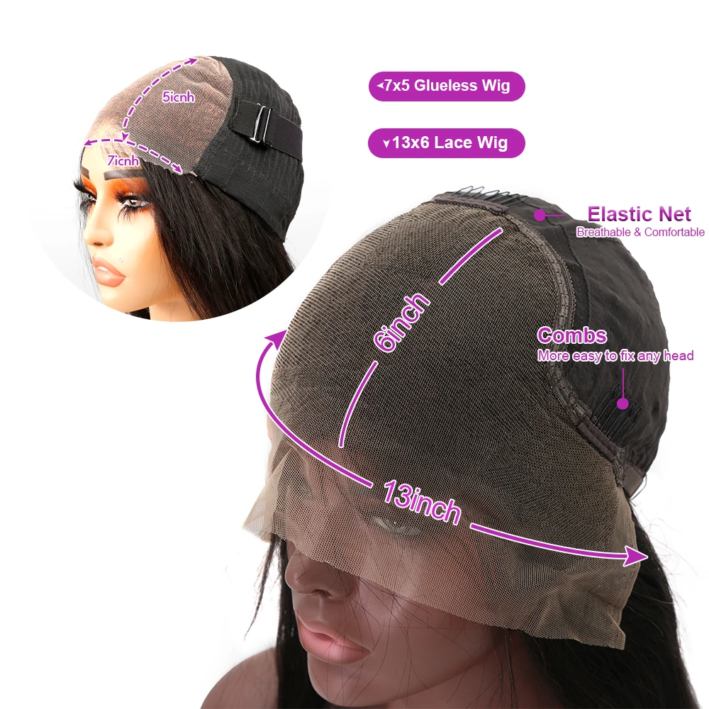 13x6 250 Densità Onda Profonda Parrucche Dei Capelli Umani 30 40 Pollici Lungo 100% Mezza HD Anteriore Del Merletto Riccio crespo Onda di Acqua Frontale Nero Naturale