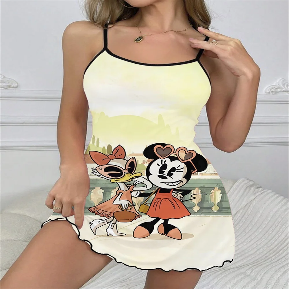 

New Women's Sleepwear Sexy Romantic Female Sleeping Dress Comfortable Sleevesless Women's Summer Nightwear with Cartoon Pattern