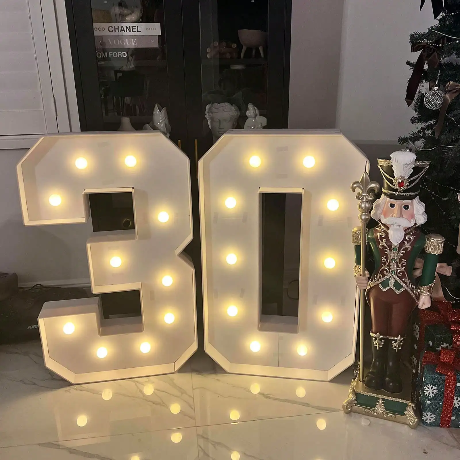 Cadre de chapiteau numérique lumineux 91.5cm, 1 pièce, panneau KT numéro 0-9 avec support, lumière décorative de fête LED pour décoration de fête