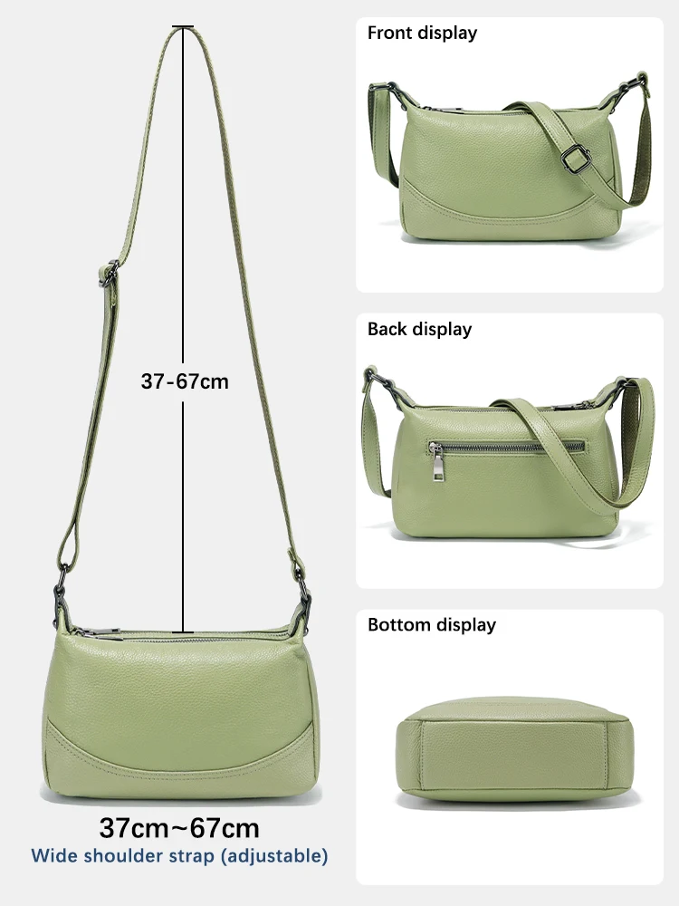 Zency Ladies Shoulder Crossbody Cowhide Leather Hobo Bag for Women Soft Satchels Bag Medium For Commuters Bolsas de Mujer New